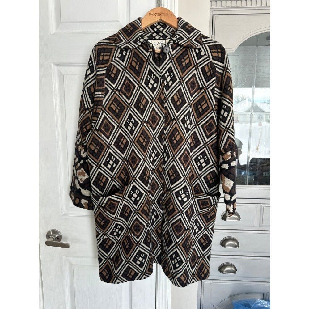 Anthropologie Field Flower Geo Wool Sweater Coat Size Small NEW - Picture 2 of 12
